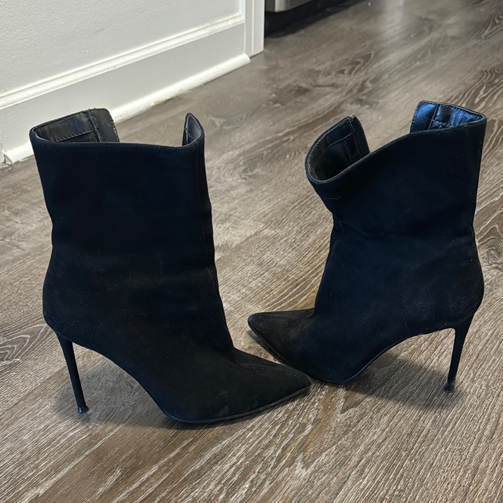 Aqua Black Ankle Booties with Stiletto Heels